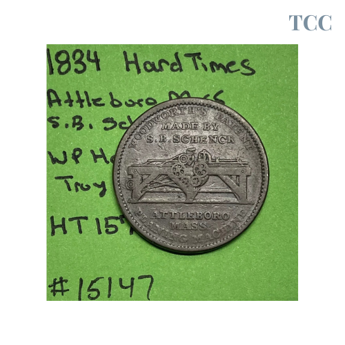 1834 Hard Times HT-157 S.B. Schenk, Attleboro Mass. & Troy, NY Nice Token