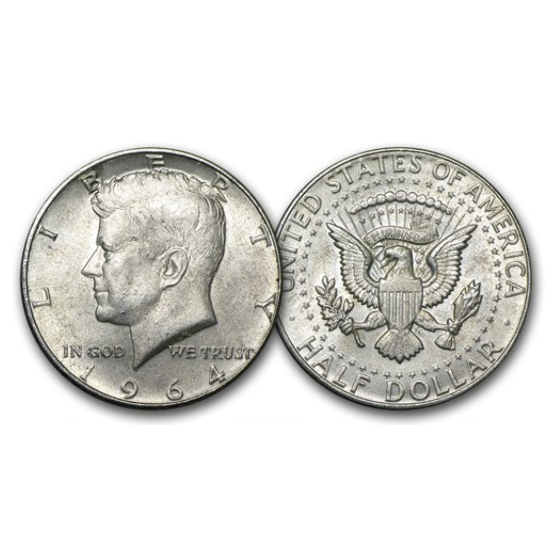 $1.00 Face 90% 1964 Kennedy Half Dollar Avg Circ