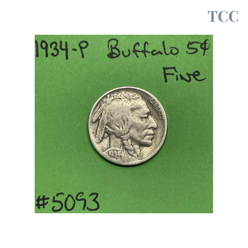 1934-P Buffalo Indian Head Nickel 5c Fine