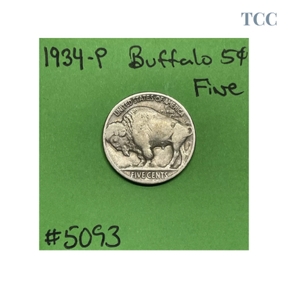 1934-P Buffalo Indian Head Nickel 5c Fine