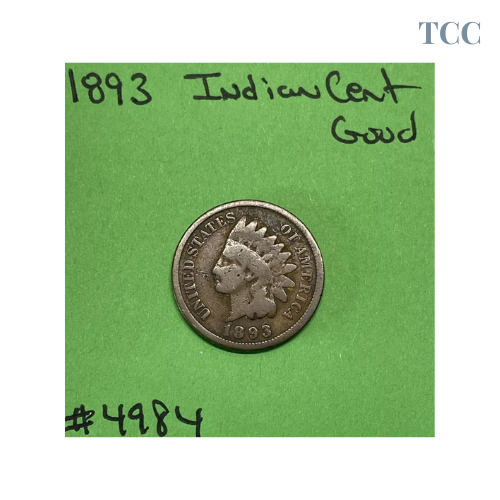 1893 Indian Head Cent / Penny 1c GD Good