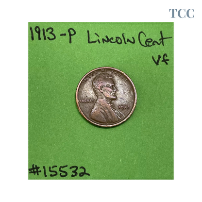 1913-P Lincoln Wheat Cent / Penny 1c VF Very Fine