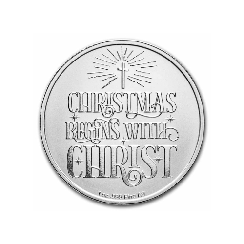 1 oz Silver Round Church Scene "Christmas Begins With Christ"