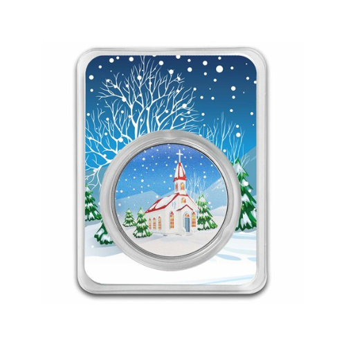 1 oz Silver Colorized Round "Christmas Begins with Christ"