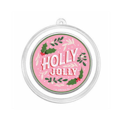 1 oz Silver Colorized Round Holly Jolly, Merry & Bright