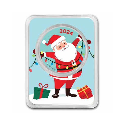 2024 1 oz Silver Colorized Round - Season's Greetings Santa