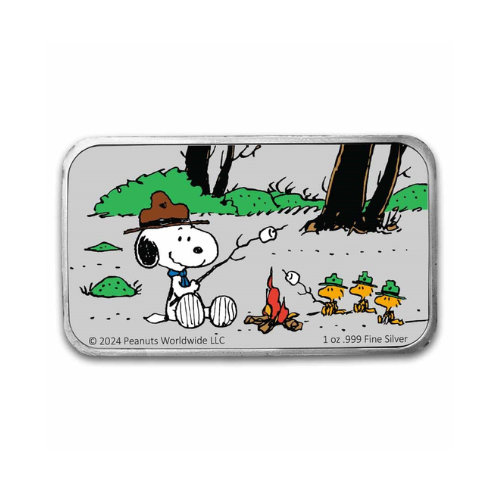 Peanuts® Beagle Scout Camping Adventure 1 oz Colorized Silver Bar