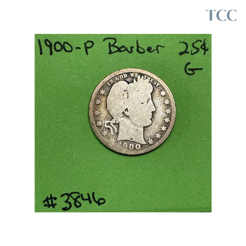 1900-P Barber Liberty Head Quarter .25c Good