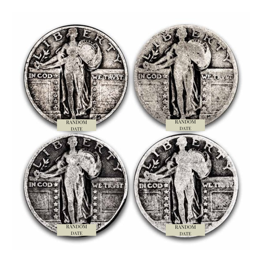 90% Silver Standing Liberty Quarters with dates