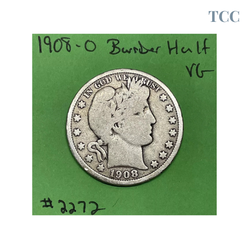 1908 O Barber Half Dollar 50c VG Very Good 90% Silver