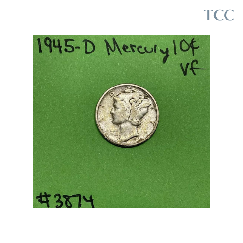 1945 D Mercury Dime VF Very Fine 90% Silver 10c