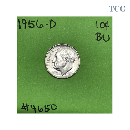 1956-D Roosevelt Dime 10c BU Uncirculated Mint State 90% Silver