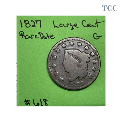 1827 Large Cent 1c Good Rare Date