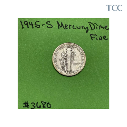 1945 S Mercury Dime Fine 90% Silver 10c