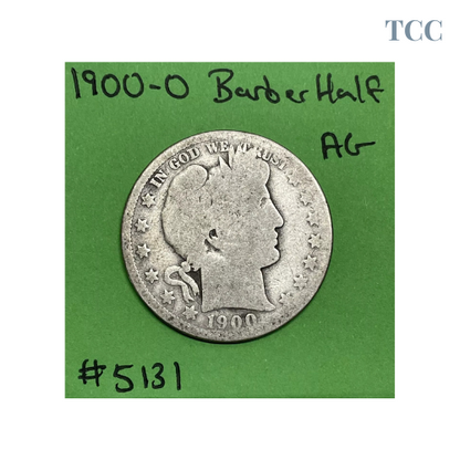 1900 O Barber Half Dollar 50c 90% Silver AG About Good