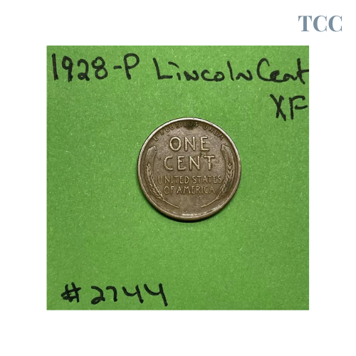 1928 -P Lincoln Wheat Cent 1c Extra Fine