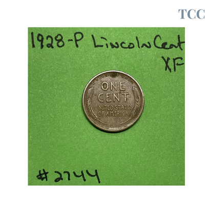 1928 -P Lincoln Wheat Cent 1c Extra Fine