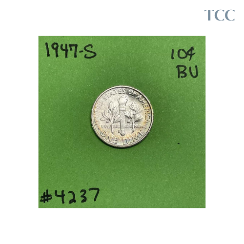 1947 S Roosevelt Dime 10c 90% Silver BU