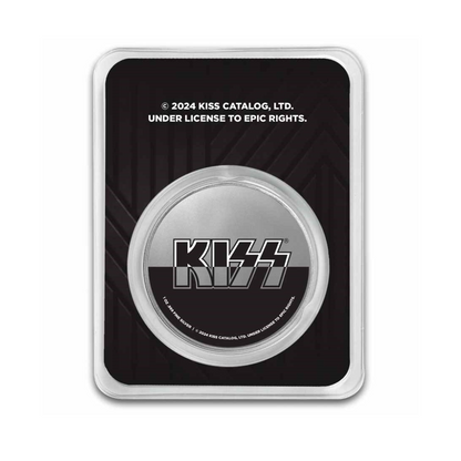 KISS 1 oz Silver Colorized Black & White Band Logo in TEP