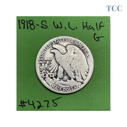 1918-S Walking Liberty Half Dollar G Good 90% Silver