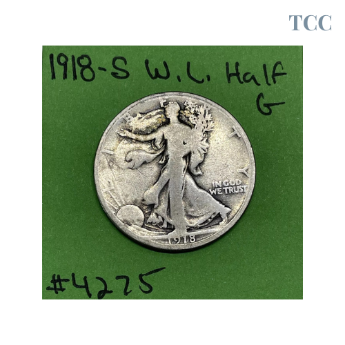 1918-S Walking Liberty Half Dollar G Good 90% Silver