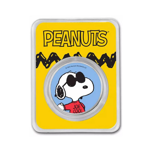 Peanuts® Snoopy Joe Cool 50th Anniversary 1 oz Colorized Silver Round