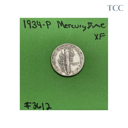 1934-P Mercury Dime 10c XF Extra Fine 90% Silver