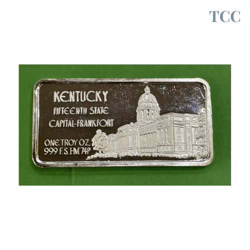 1974 Hamilton Mint 1 Troy oz .999 Fine Silver Bar Kentucky 15th State