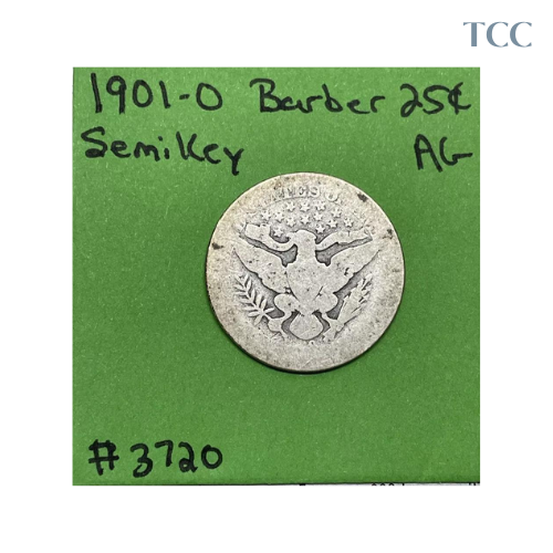 1901-O Barber Liberty Head Quarter .25c AG About Good Tough Date Coin