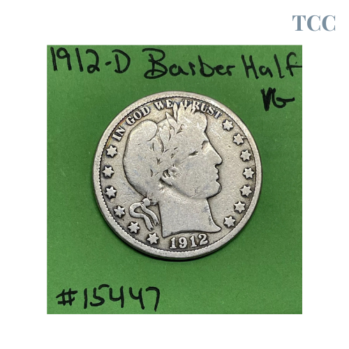 1912 D Barber Half Dollar 90% Silver VG Very Good