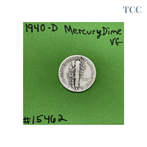 1940 D Mercury Dime 10c 90% Silver VF Very Fine