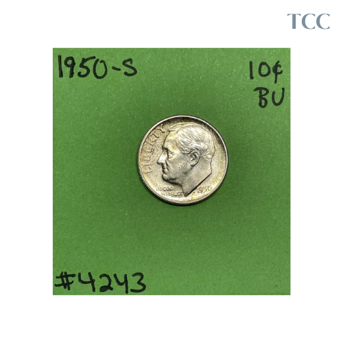 1950 S Roosevelt Dime 10c BU Uncirculated Mint State 90% Silver Super Nice Tone!