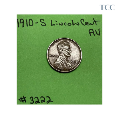 1910 S Lincoln Wheat Cent AU About Uncirculated