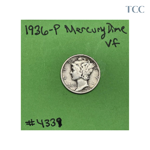 1936-P Mercury Dime 10c VF Very Fine 90% Silver