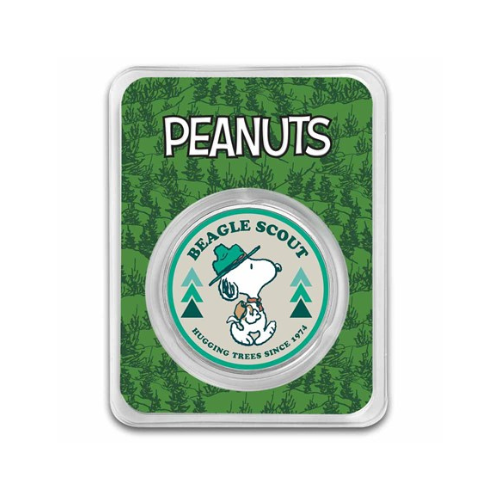 Peanuts® Beagle Scout Patch Hugging Trees 1 oz Colorized Silver