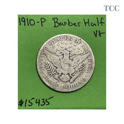 1910-P Barber Half Dollar 90% Silver VG Very Good