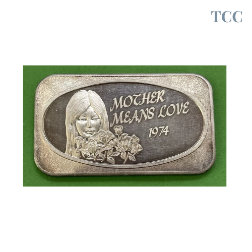 1974 Mother's Day Mother Means LOVE 1oz Silver .999 Bar United States Silver Corp