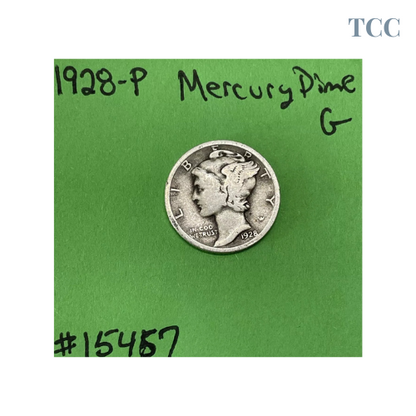 1928-P Mercury Dime 10c 90% Silver Good (G)