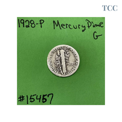 1928-P Mercury Dime 10c 90% Silver Good (G)