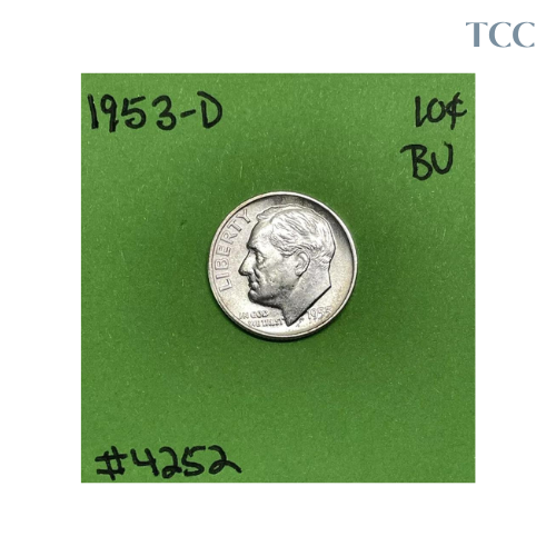 1953 D Roosevelt Dime 10c BU Uncirculated Mint State 90% Silver