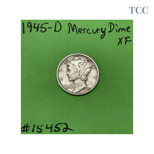 1945 D Mercury Dime 10c 90% Silver XF Extra Fine