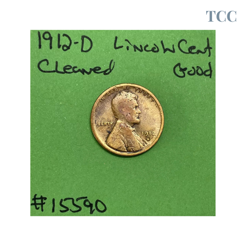 1912-D Lincoln Wheat Cent / Penny 1c Good Cleaned