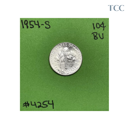 1954 S Roosevelt Dime 10c BU Uncirculated Mint State 90% Silver