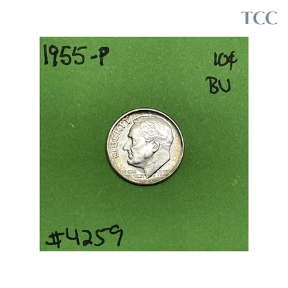 1955 Roosevelt Dime 10c BU Uncirculated Mint State 90% Silver