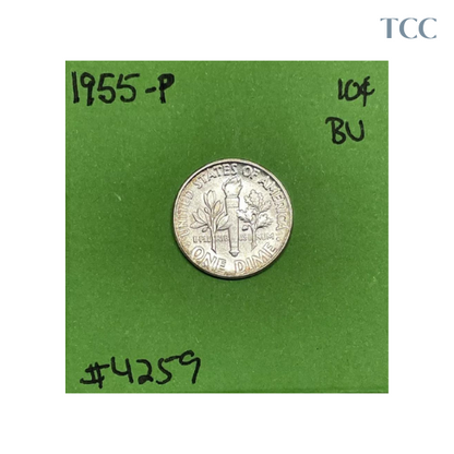 1955 Roosevelt Dime 10c BU Uncirculated Mint State 90% Silver