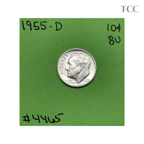 1955 D Roosevelt Dime 10c BU Uncirculated Mint State 90% Silver