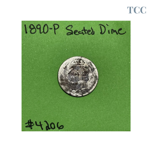 1890-P Seated Liberty Dime Environmental Damage