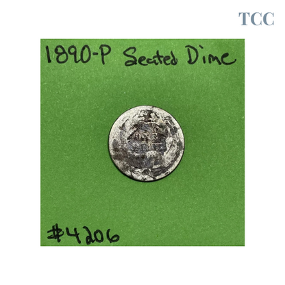 1890-P Seated Liberty Dime Environmental Damage