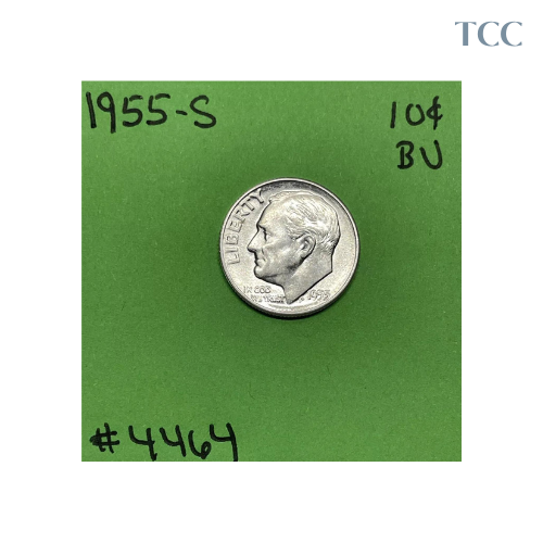 1955 S Roosevelt Dime 10c BU Uncirculated Mint State 90% Silver