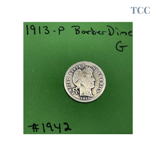 1913 Barber Dime 10c Good 90% Silver